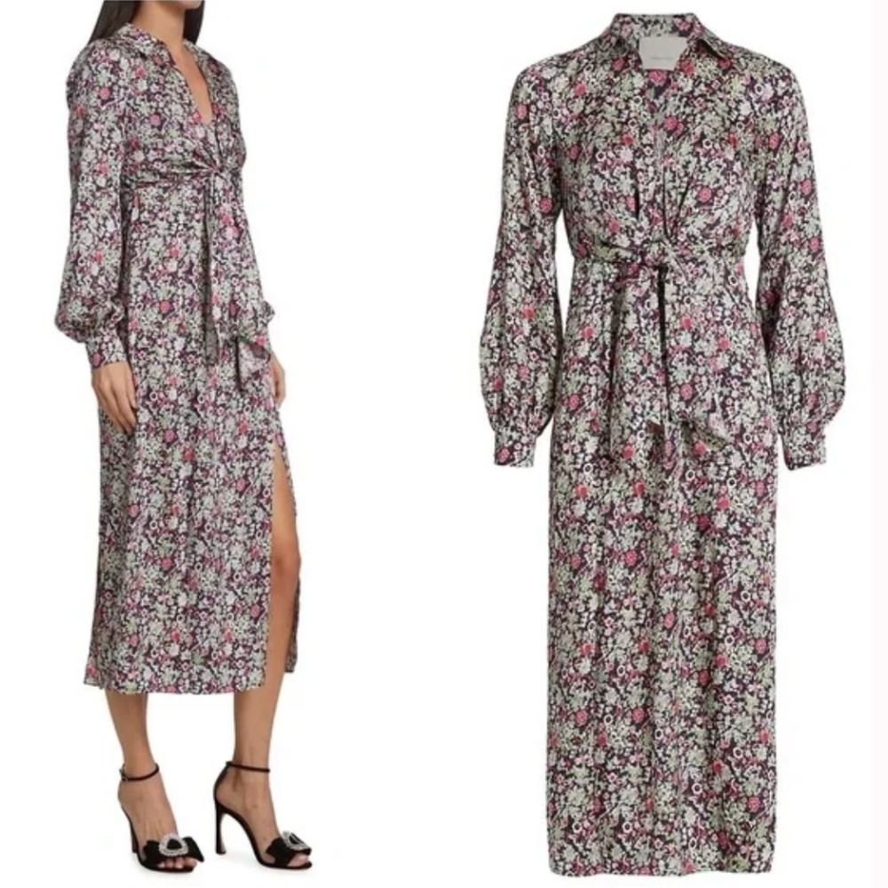 Cinq à Sept by Anthro Quin Floral Layered Midi Dress Shirt Overlay
